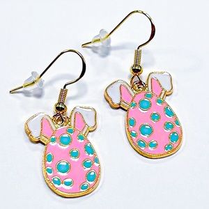 Handmade 18K Gold Plated Polka Dot Easter Egg Bunny Earrings!